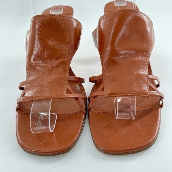 AM Ann Marino womens heels size 8 tan leather square toe slides vintage 80s 90s - Picture 3 of 13